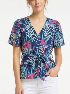 Only Floral Tie Waist Peplum Top